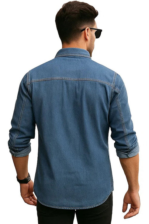 Mens Cotton Denim Long Sleeve Shirt