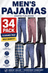 34 Pack Men’s Plaid Pajama Bottoms – Assorted Lounge Pants Bulk Clearance - From £4.41 Per Unit
