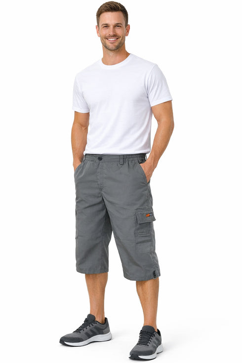 Men's Elasticated 7 Pockets Cotton Loose Fit Shorts