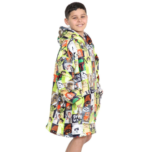 Kids Oversized Wearable Blanket Hoodie – Soft Fleece Hoodie Blanket with Fun Cartoon Print | Warm & Cozy for Boys & Girls