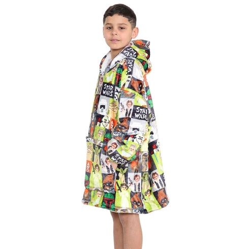 Kids Oversized Wearable Blanket Hoodie – Soft Fleece Hoodie Blanket with Fun Cartoon Print | Warm & Cozy for Boys & Girls