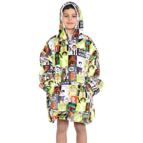 Kids Oversized Wearable Blanket Hoodie – Soft Fleece Hoodie Blanket with Fun Cartoon Print | Warm & Cozy for Boys & Girls