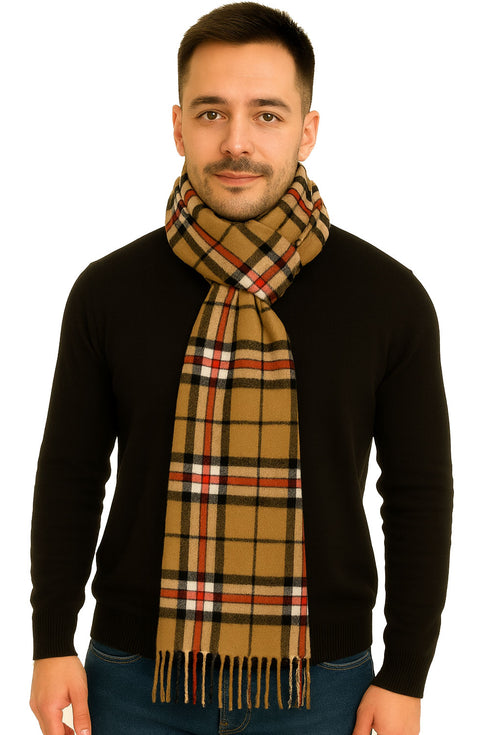 Wool Blend Muffler Scarf – Unisex Autumn Winter Knit Wrap