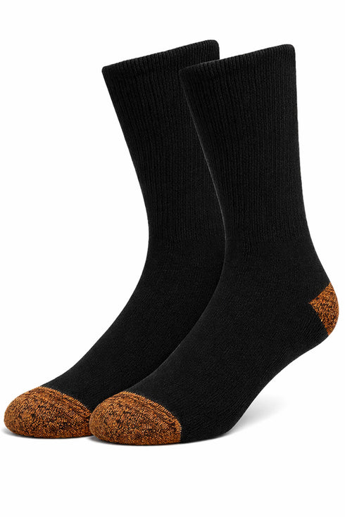 Men’s Black Work Socks with Contrast Heel & Toe – 6 or 12 Pack