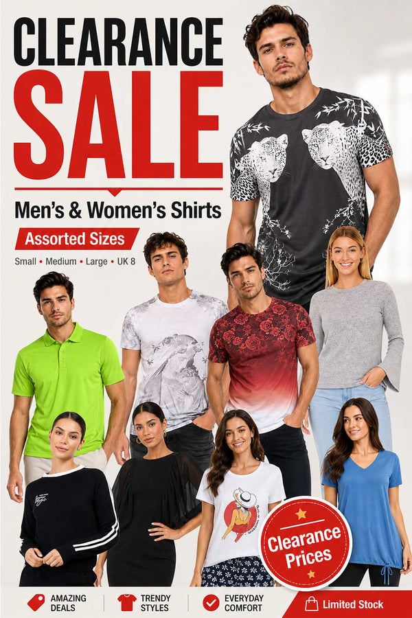 9 Pack Men’s Women’s Assorted Sizes & Styles Shirts – Clearance Sale