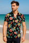 Mens Black Flowers Theme Hawaiian Shirts