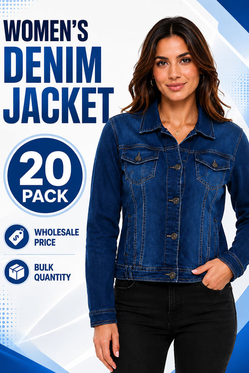 20 Pack Women’s Stretch Denim Jacket - From £4.99 Per Unit