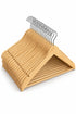 20 Pack Wooden Clothes Hangers with Chrome Hooks, Shoulder Notches and Trouser Bar