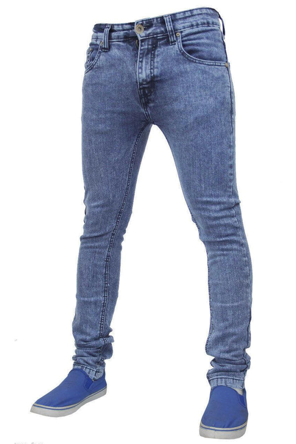 Mens Mid Blue Super Skinny Jeans - TF021