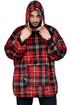 Blanket Oversized Red Black Hoodie - Check