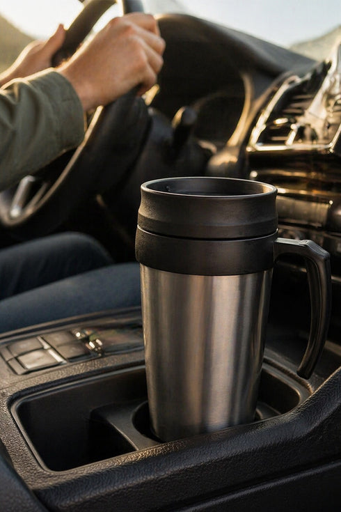 Travel Mug with Handle & Lid – 400ml Insulated Coffee Cup (Single / 2 Pack)