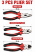 3 Piece Pliers Set – Long Nose, Combination & Wire Cutter Pliers for DIY, Electrical & Home Repairs
