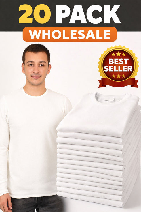 Men's White Cotton Pullover Jumper - 20 Pack - £2.20 Per Unit