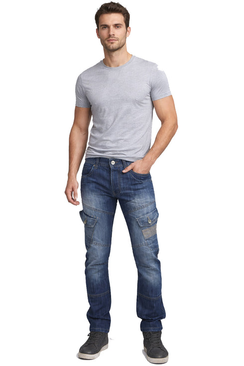 Mens Crosshatch Heavy Duty Cargo Combat Jeans