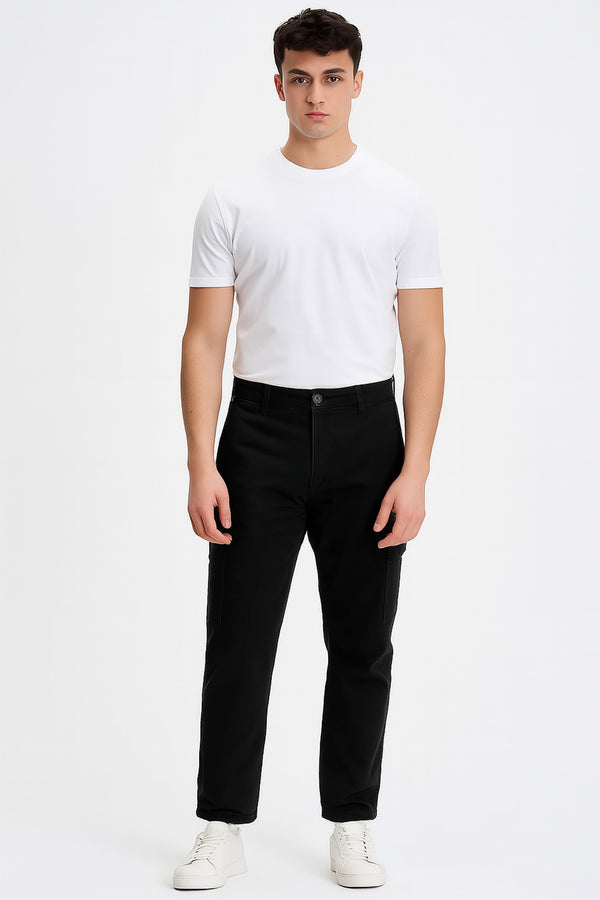 Men's Fire Trap Cargo Combat Trousers – Cotton Chino Denim-Style Work Pants with Pockets