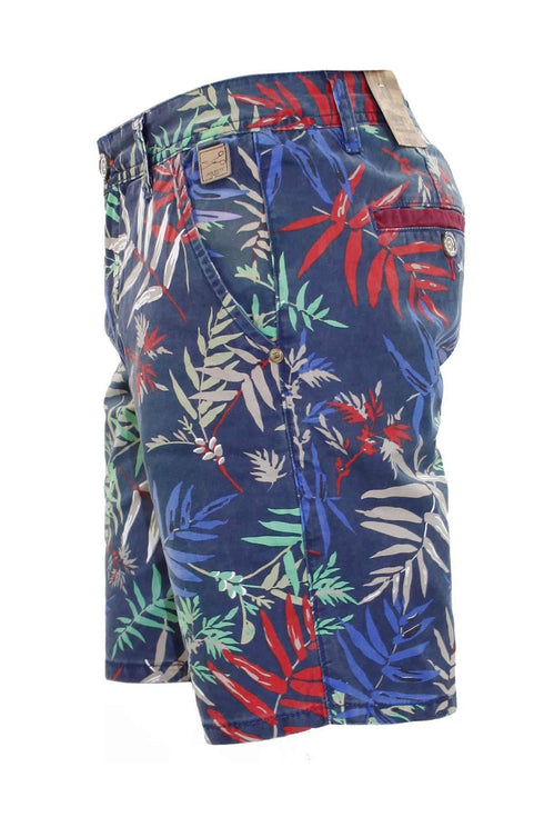 Men's Tropical Print Lounge Shorts – Navy Blue Casual Summer Wear