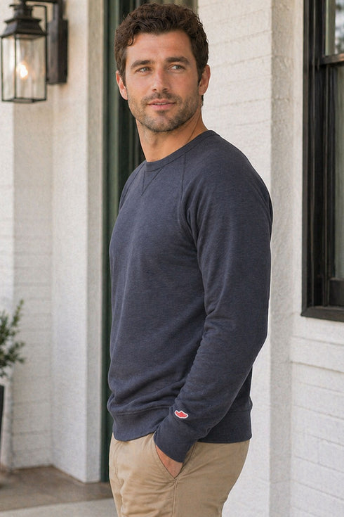 Men's Navy Pullover Long Sleeve Sweatshirt - XL