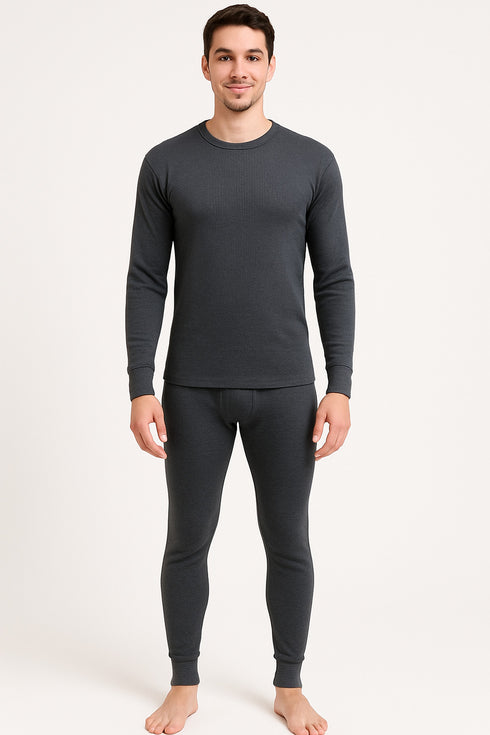 Mens Charcoal Long Johns Thermal Full Sleeve Set