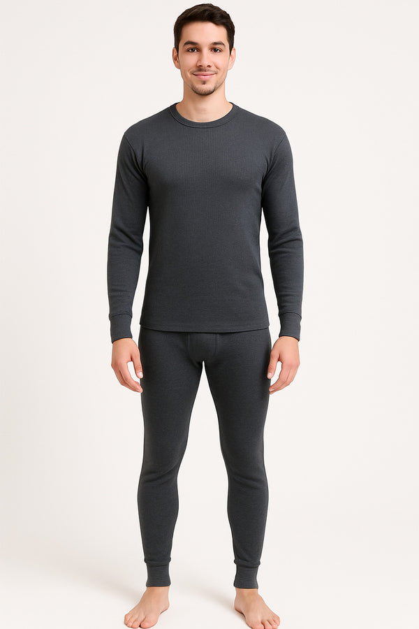 Mens Charcoal Long Johns Thermal Full Sleeve Set