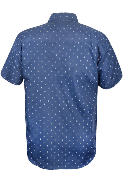 Mens Dark Blue Anchor Print Hawaiian Shirt