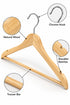 20 Pack Wooden Clothes Hangers with Chrome Hooks, Shoulder Notches and Trouser Bar
