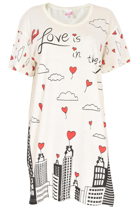 Ladies Short Sleeve Love Comfy Night Shirt