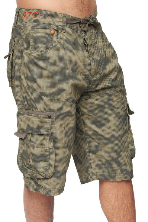 Mens Camouflage French Terry Cargo Shorts