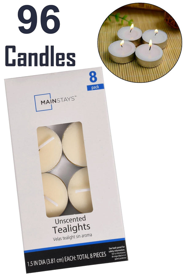 Unscented Wax Tea Light Candles - 12/24/48 Pack