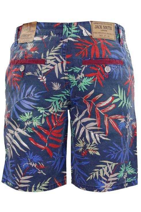Men's Tropical Print Lounge Shorts – Navy Blue Casual Summer Wear