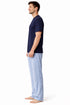 Mens Woven Lounge Polycotton T-Shirt Pajama Set