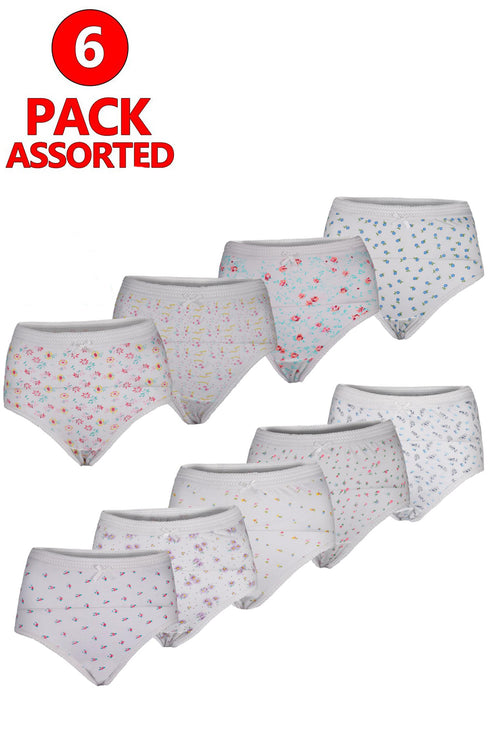 6 Pack Ladies Soft Cotton Lace Briefs