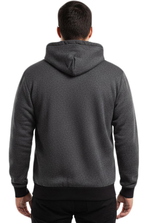 Men’s Quilted Fleece Jacket with Inner Pocket & Side Zipper – Warm Winter Hoodie with Inner Fleece Lining