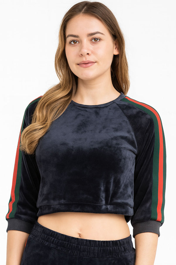 Ladies Velvet Crop Top
