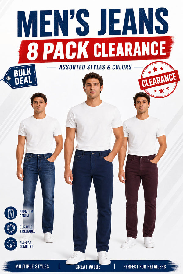 Men’s Jeans 8 Pack Clearance – Assorted Styles & Colours