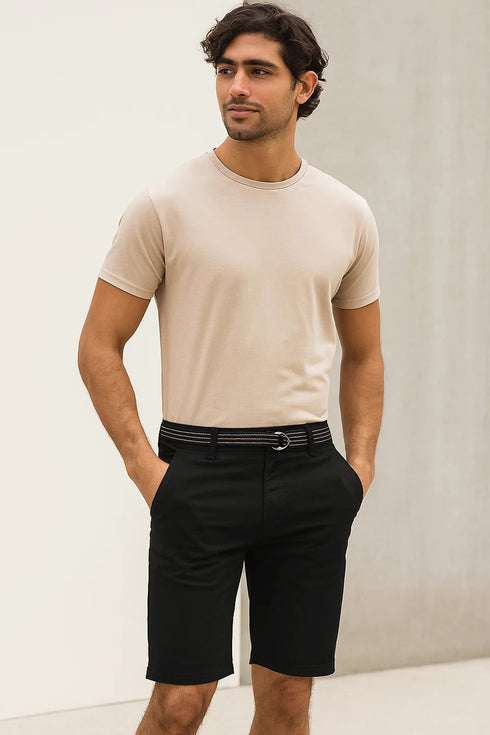 True Face Belted Chino Cotton Shorts