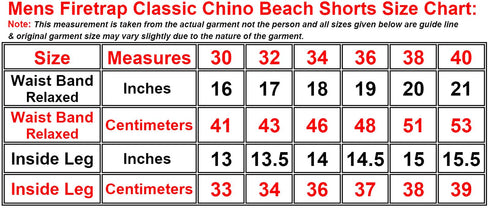 Firetrap Mens Classic Chino Cargo Shorts