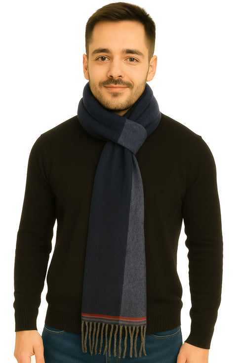 Unisex Wool Muffler – Check Pattern Knit Scarf for Cold Weather