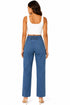 Women’s Blue High Waist Straight Leg Jeans – Elastic Back Denim Pants