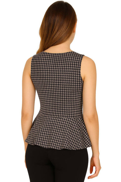 Women’s Sleeveless Peplum Top with Belt Detail