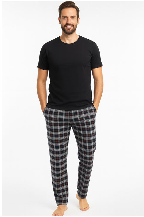 Men's Plaid Pajama Set – Short Sleeve T-Shirt & Lounge Pants
