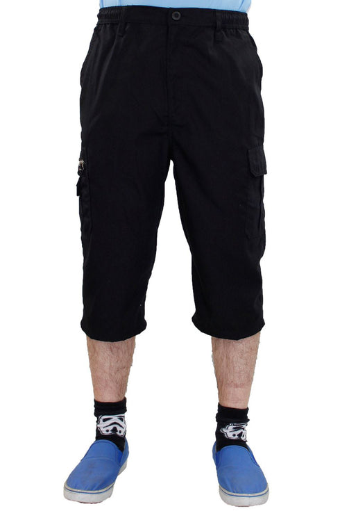Mens Three Quarter Cotton Cargo Shorts
