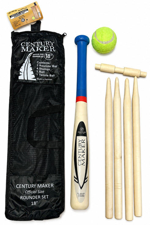 Kids Wooden Cricket & Baseball Set with Mesh Carry Bag
