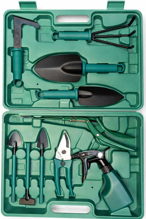 10 Piece Garden Hand Tool Set with Carry Case