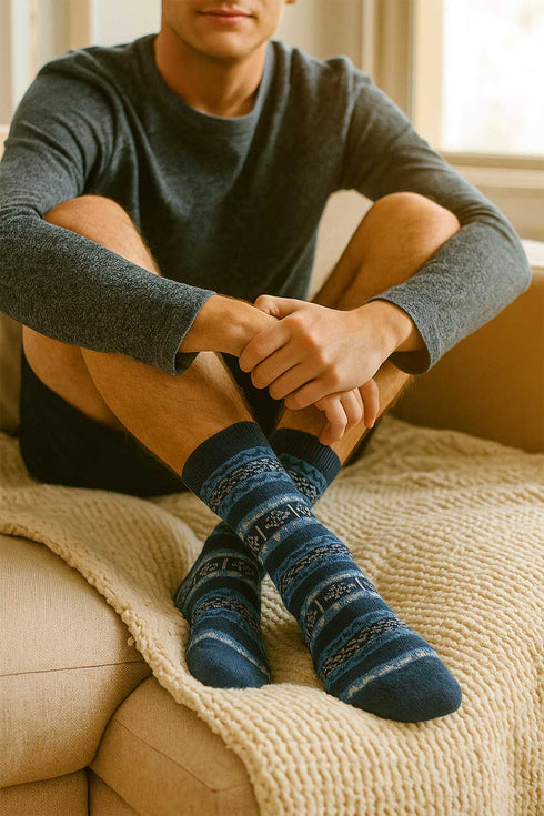 Men’s Winter Warm Gripper Socks – Colorful Knitted Patterned Cotton Socks