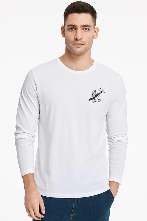 Skating Eagle Long Sleeve Cotton T-shirt - S/M