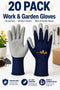 20 Pack Latex Coated Grip Gloves - Work & Garden Gloves XL