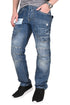 Mens Faded Zipped Denim Jeans - Big Sizes