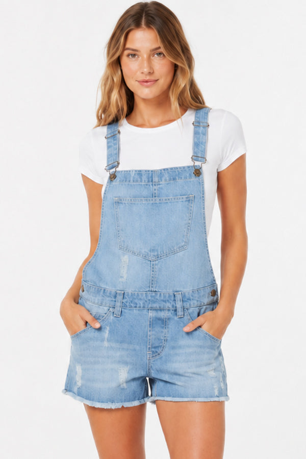 Women’s Light Blue Denim Dungaree Shorts
