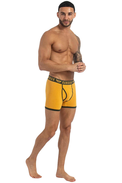 5 Pack Kandor Men’s Boxer Briefs Multipack – Cotton Stretch Underwear with Camo, Solid & Contrast Waistband