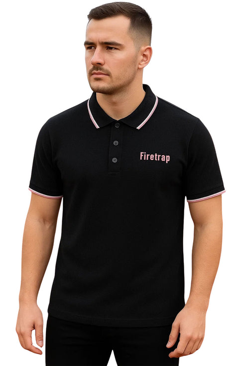 Mens Plain Polo T-Shirt – Firetrap Short Sleeve Pique Golf Casual Tee